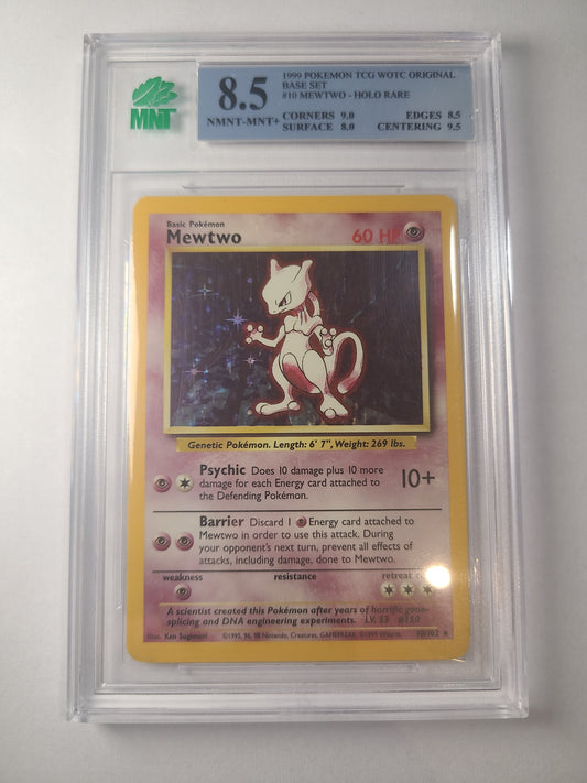 Mewtwo Base Set MNT Graded 8.5