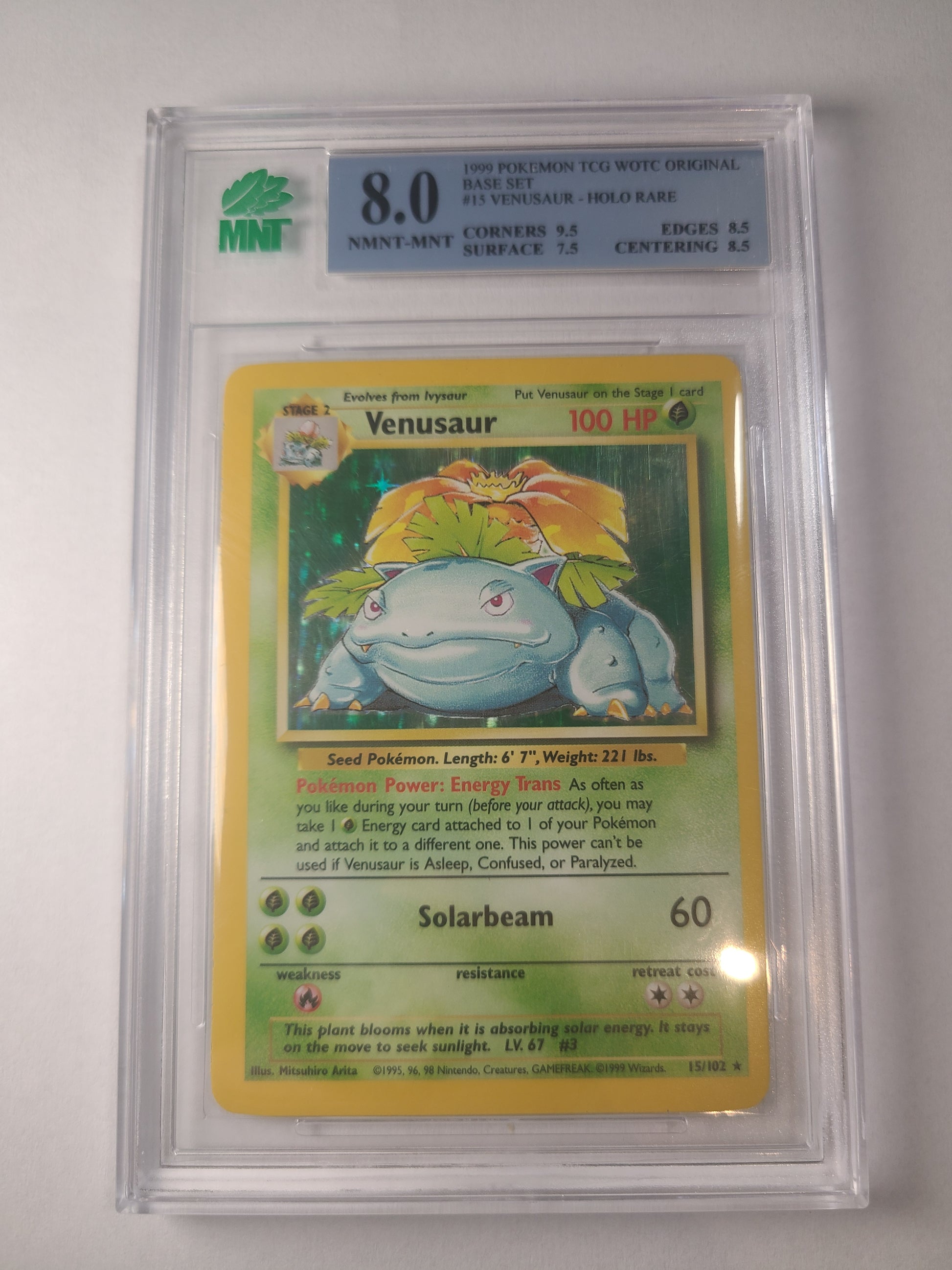 Venusaur Base Set MNT Graded 8 Venusaur Base Set MNT Graded 8