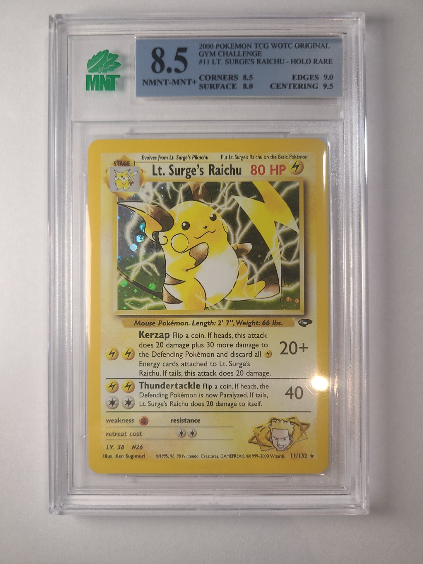 Lt. Surge's Raichu Gym Challenge MNT Graded 8.5