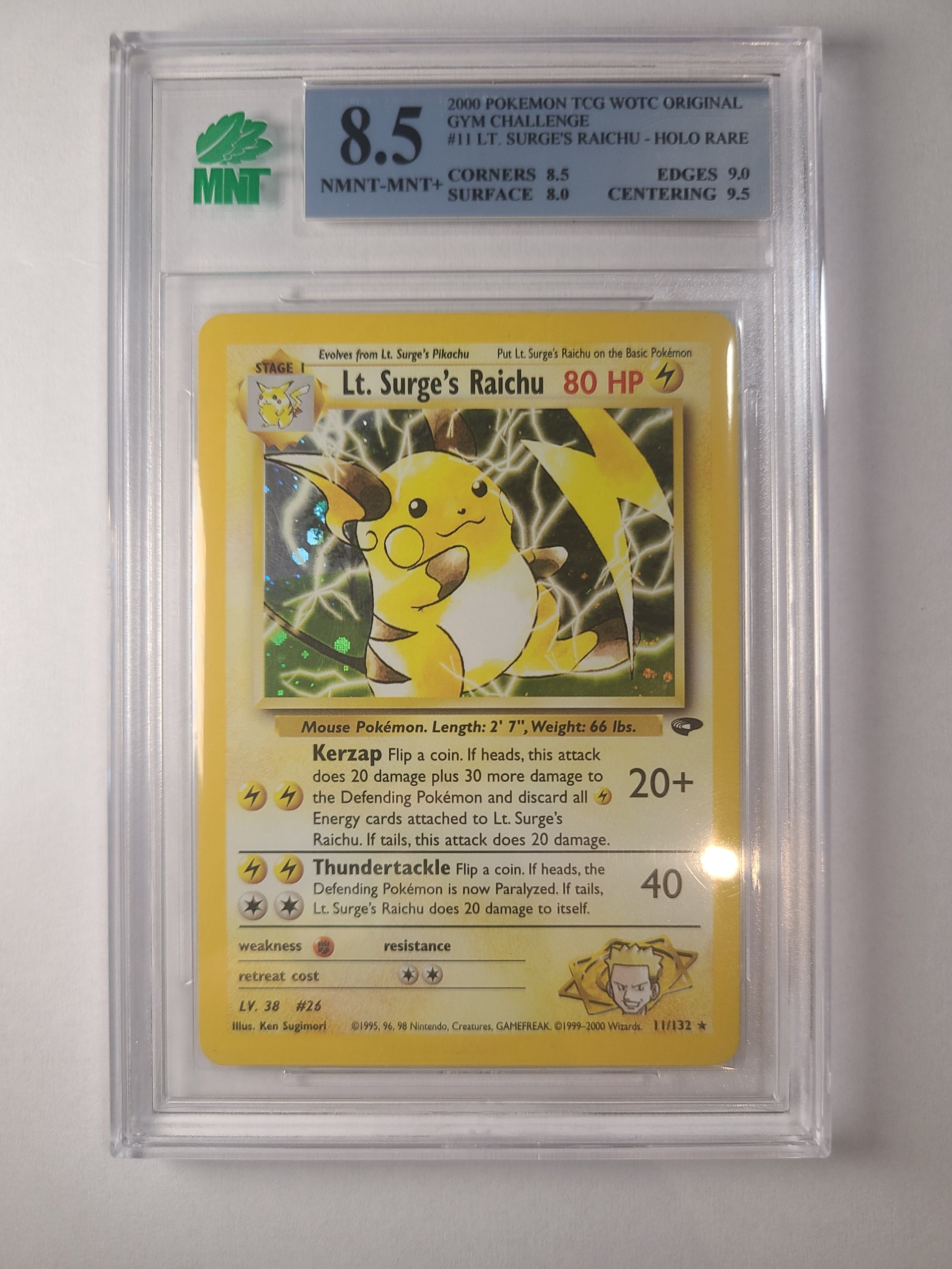Lt. Surge's Raichu Gym Challenge MNT Graded 8.5 – ZBS Games
