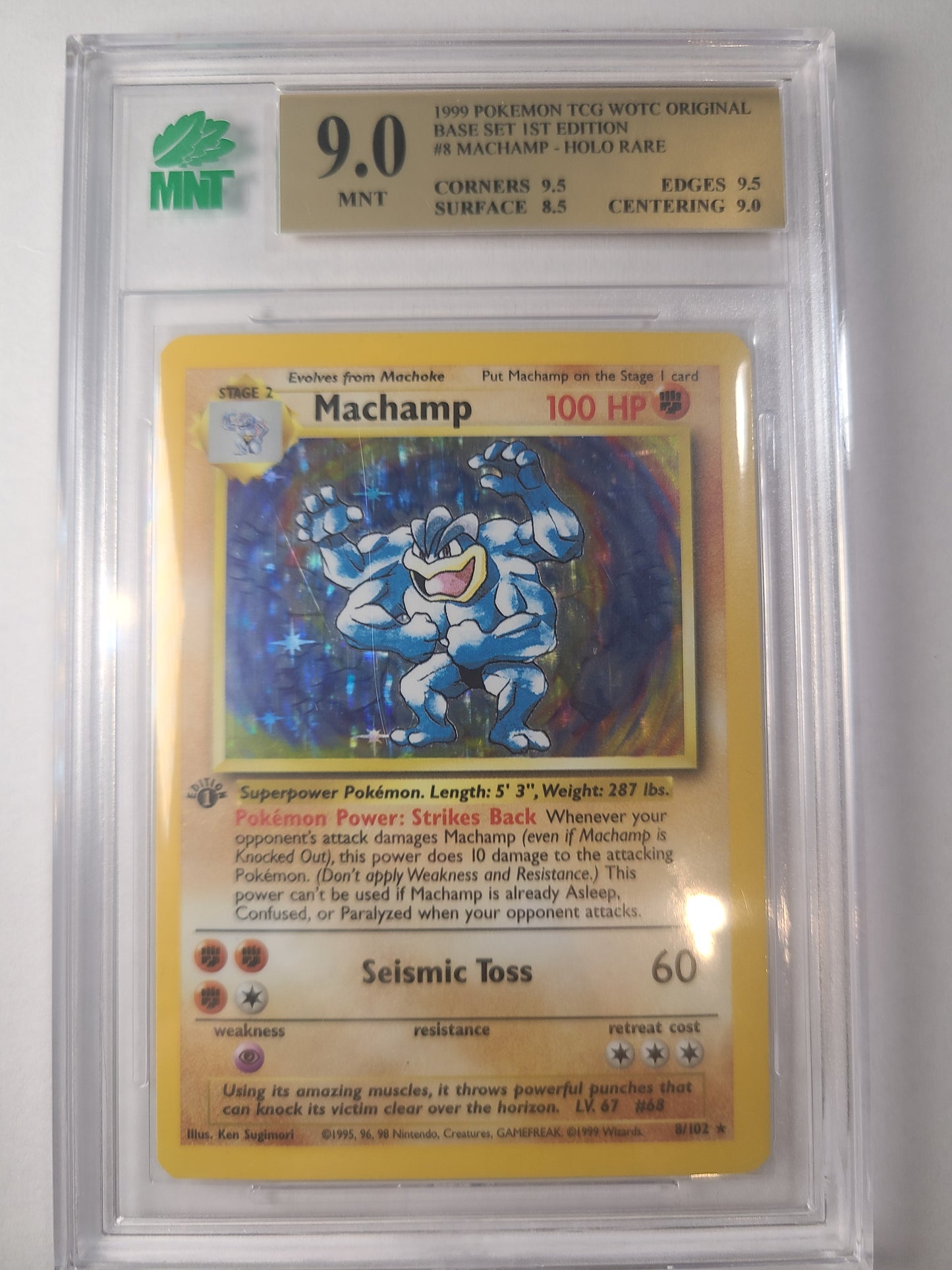 Machamp 1st Edition Base Set MNT Graded 9